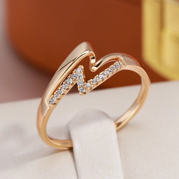 Luxury Double Layer Glossy Metal 14K Rolled Rose Gold AAA Zircon Diamonds Ring - Fine Personality  Jewellery